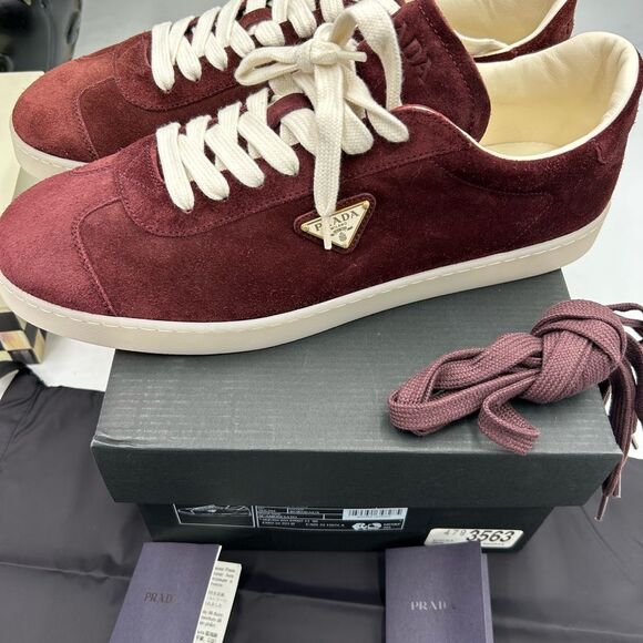 Men's Prada suede triangle logo low top sneakers size 11 US made in Italy - Picture 9 of 10